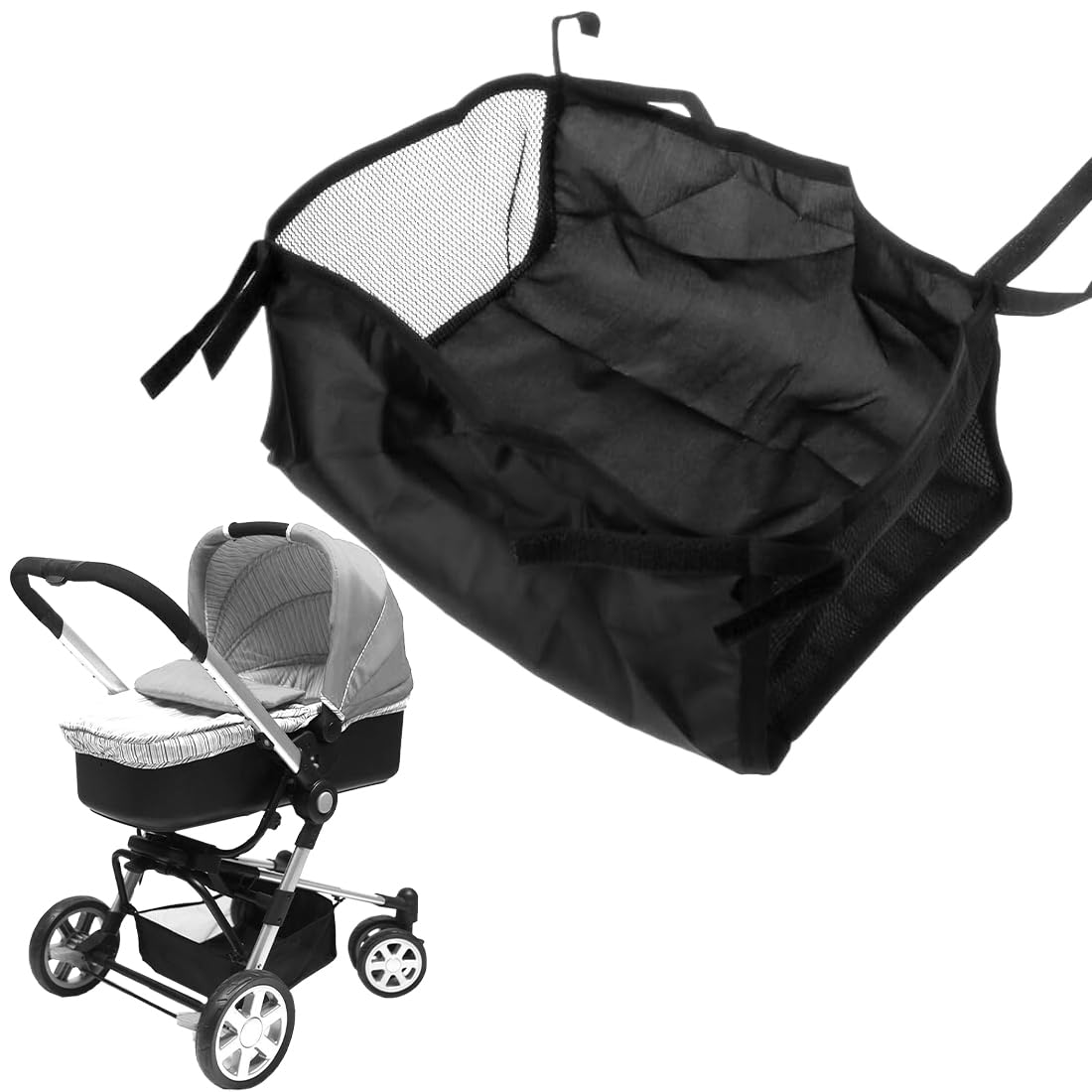 Cestino per Passeggino, Passeggino Borsa portaoggetti Universale, Passeggino Accessori, Passeggino Organizer Borsa Oxford, cestello portaoggetti in Rete, Carrozzina Cestino Inferiore