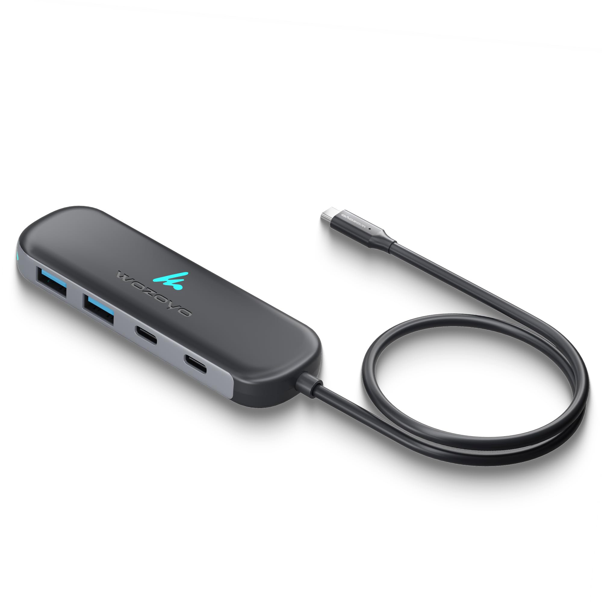 Wozoyo Type C To 2 Port Type C & 2 Port Wozoyo USB 3.2 Hub, Data Transfer Upto 5Gbps, Plug & Play, Multiport Type C Hub With 30cm Cable, Compatible With MacBook,Tablet, Smartphones And Type C Enabled Devices