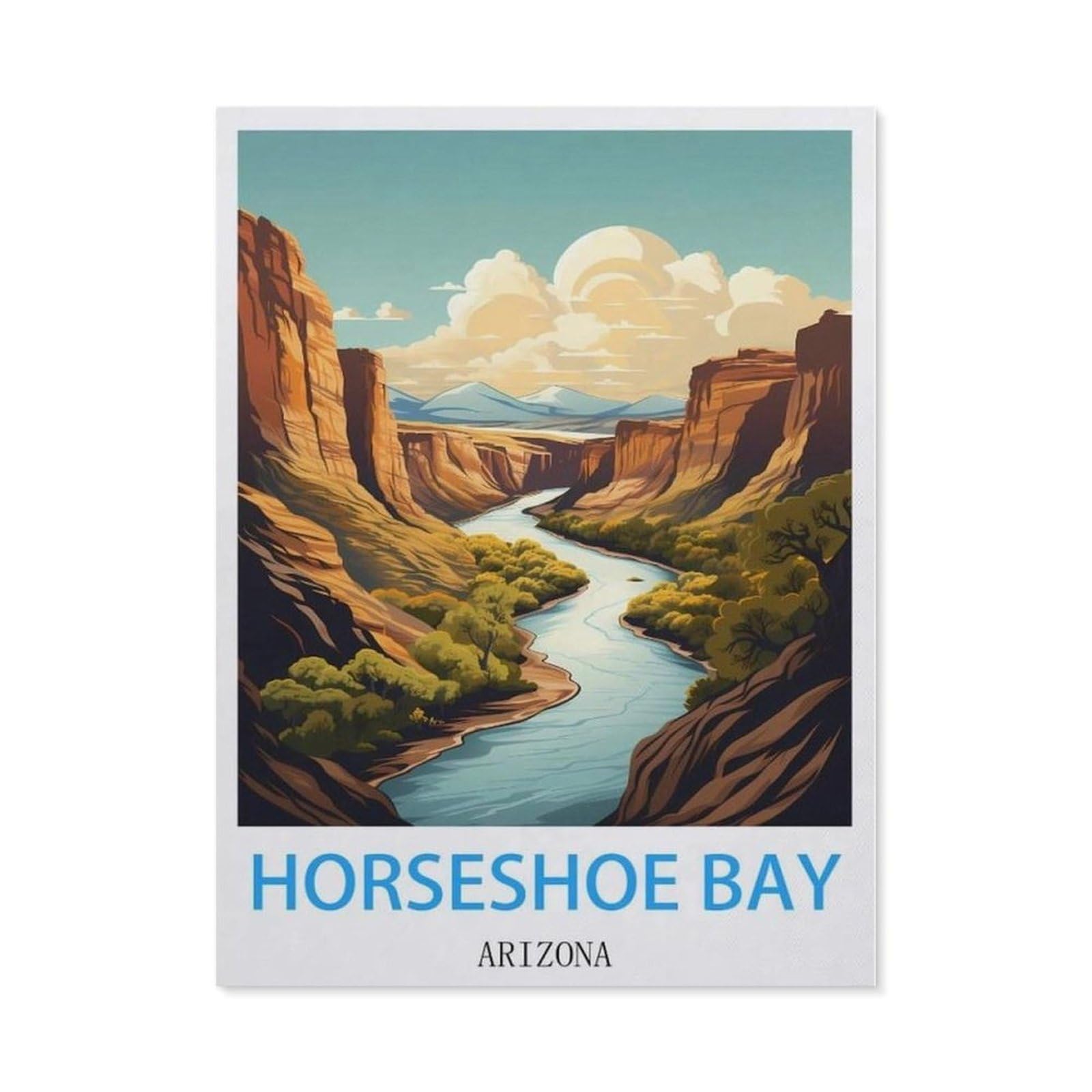 Beayodkp （50 X 60 Cm/19.68 X 23.62 Inches） Diy 5D Diamond Painting Kits，Horseshoe Bay Arizona Vintage Travel Poster，Diamond Painting For Beginner Adults Rhinestone Numbered Diamond Arts Home Wall Decor-Cc57