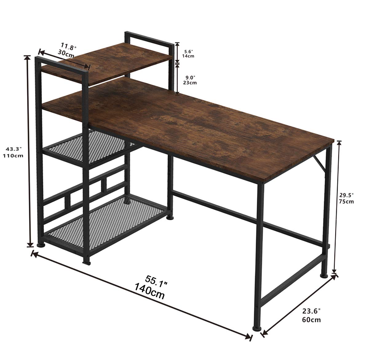 Buy HOMIDEC Computer Desk, Computer Desk with Bookshelf, Study Computer
