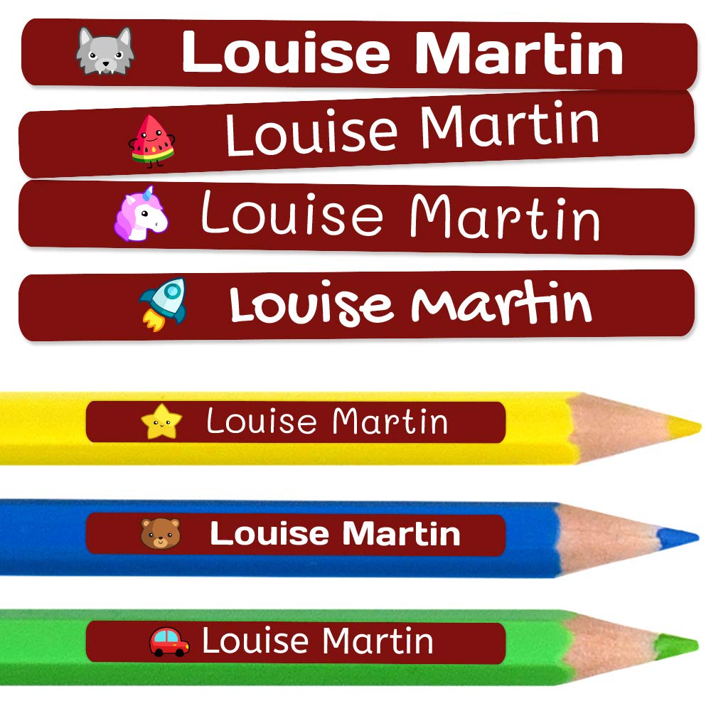 500 Personalised Sticky Labels for Pencils and Ballpoint Pens School Stickers with Name for Marking Items Waterproof Stickers for School and Nursery Dimensions 4.6 x 0.6 cm