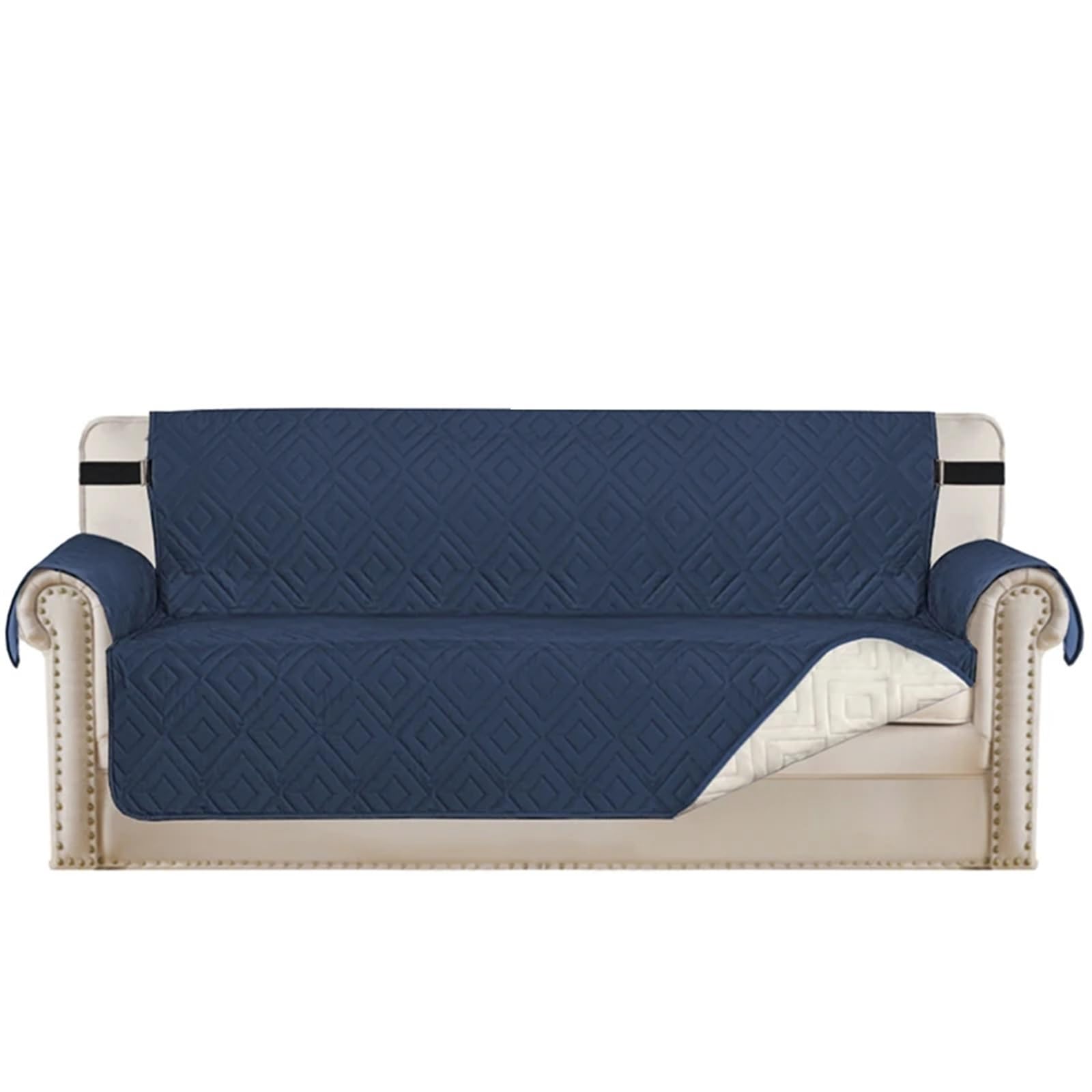 Housse de canapé imperméable 3 places bleue, protection complète antidérapante