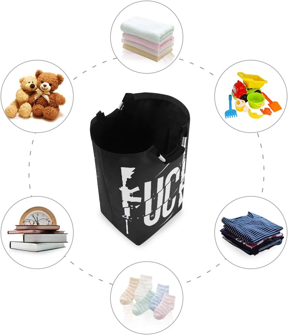 MOYYO Fuck Guns Laundry Basket Collapsible Laundry Hamper Foldable Dirty Clothes Bag Large Storage Basket with Handles for Kid Room Toy Bin Bathroom Clothing Organizer