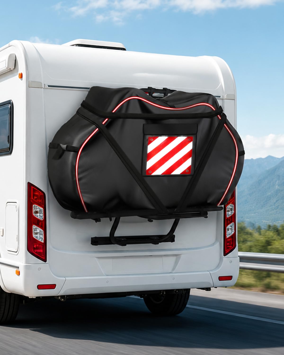 Bike Cover for 3 Bikes on Rear Rack，600D Heavy Duty Waterproof Bike Rack Cover,Bicycle Transport Cover for 3 Bikes with Reflective Strips &amp; Straps for Hitch Racks,Fits Car, SUV, RV