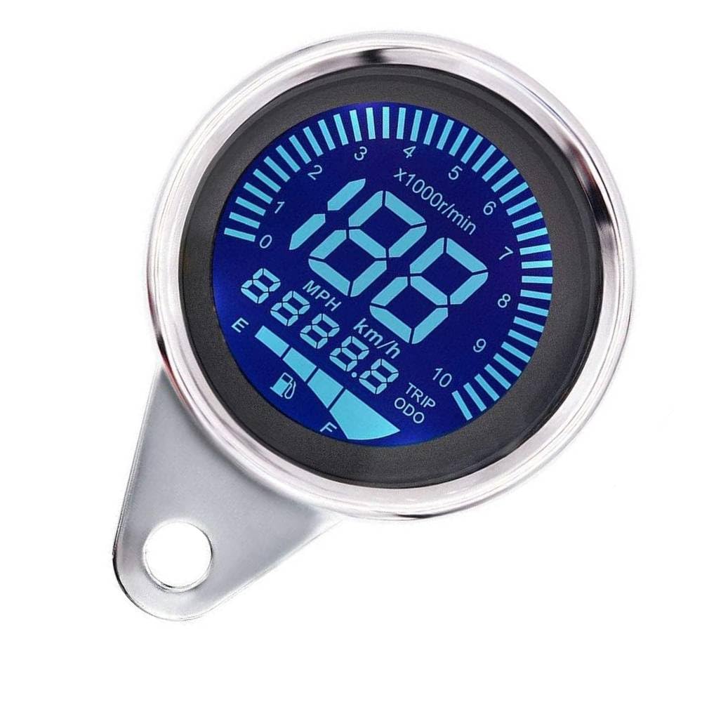 Riloer 12V compteur de vitesse moto universel tachymètre multifonction odomètre jauge de carburant avec 7 couleurs de fond