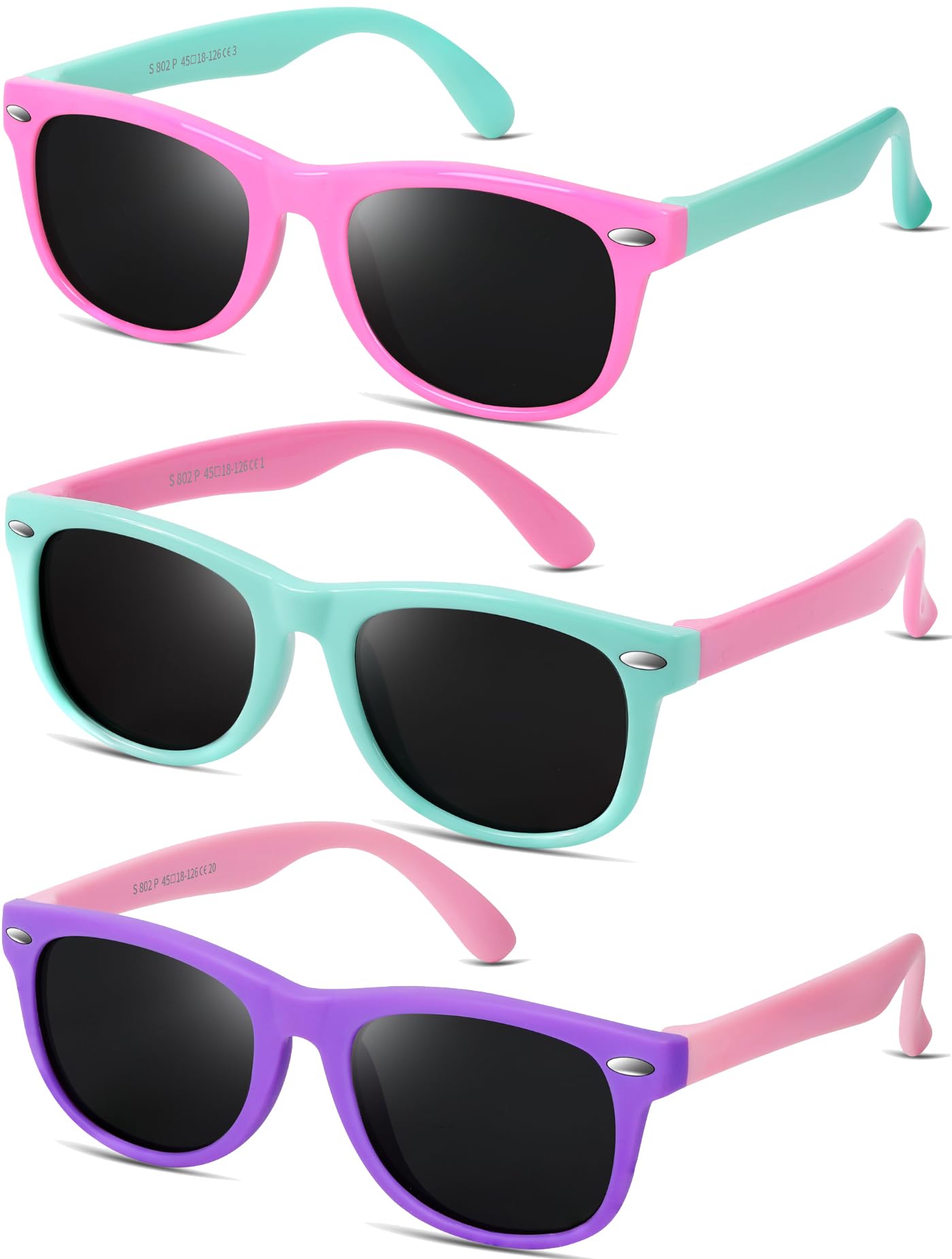 BEALER Gafas de sol polarizadas para niños y niñas, protección UV, goma flexible TPEE para niños de 3 a 9 años