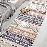 Entemah Alfombra de Baño a Rayas con Borla de 60 x 180 cm, Alfombra de Algodón Tejida a Mano, Ligera Alfombra de Cocina...