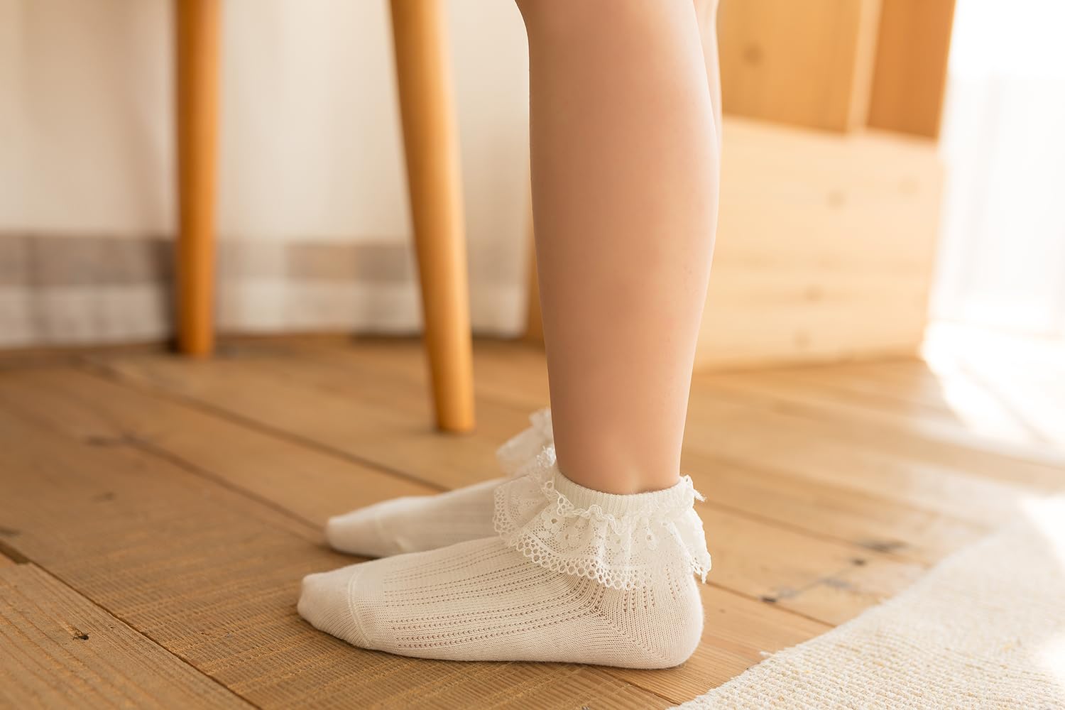 Calcetines de vestir con volantes y ojales para niñas y niñas pequeñas