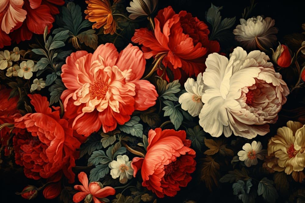 Beautiful Flowers Paint by Numbers for Adults,Art Adult Painting by Numbers on Canvas,DIY Acrylic Oil Painting Without Frame for Home Wall Decor,12x16 inch.