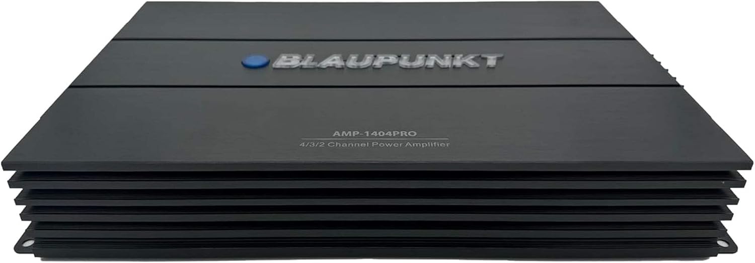 Blaupunkt AMP-1404PRO 1500W 4-Channel Amplifier Class AB - MOSFET, High and Low Pass Filters, Slim and Compact Design