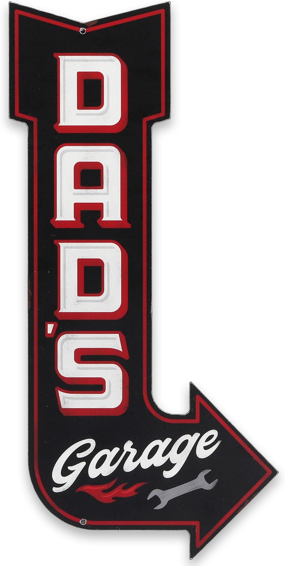 Dad's Garage Curved Arrow Metal Sign - Fun Vintage Garage Sign for Dad - Great Gift Idea