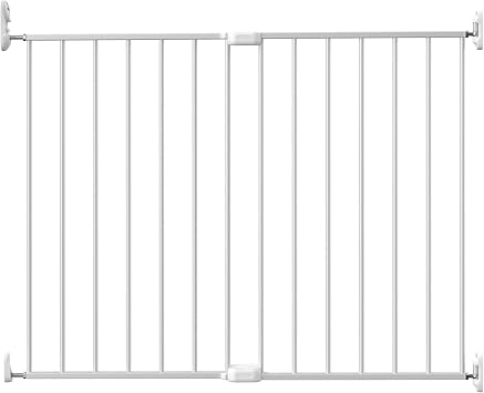Adjustable Pet Safety Swing Gate, Hardware-Mounted Metal Gate for Stairs and Doorways, Secure Latch for Pets White, 24"-40.5" W x 28.75" H