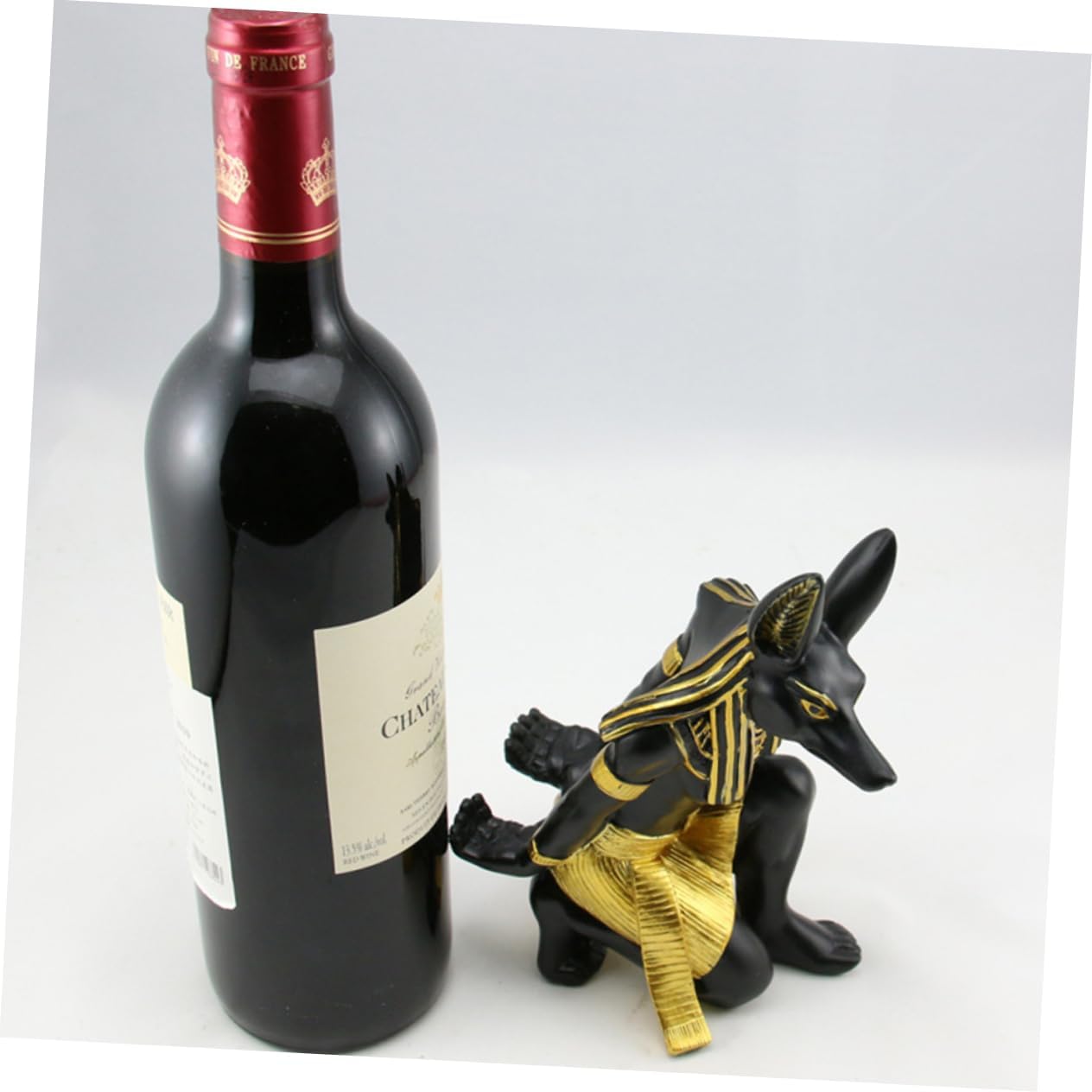 Amosfun 2Pcs Anubis Wine Rack Creative European Style Wine Holder for Home Bar Ktv Wine Storage Decorative Sculpture Figure for Parties and