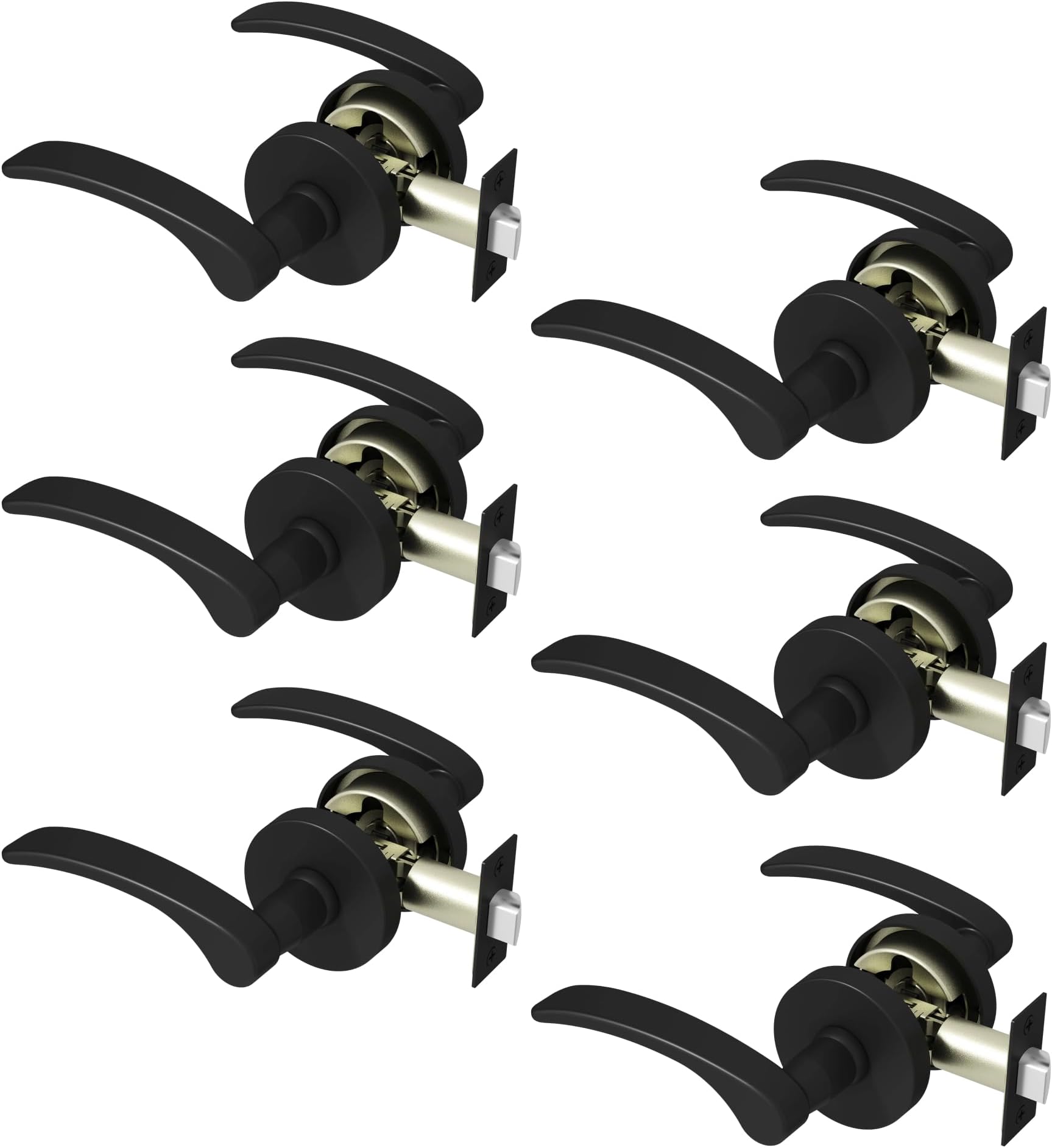 - Okun Brook 6-Pack Matte Black Passage Door Levers – Reversible Non-Locking Interior Handles with Sleek Concealed-Mount Design for Hallways & Closets