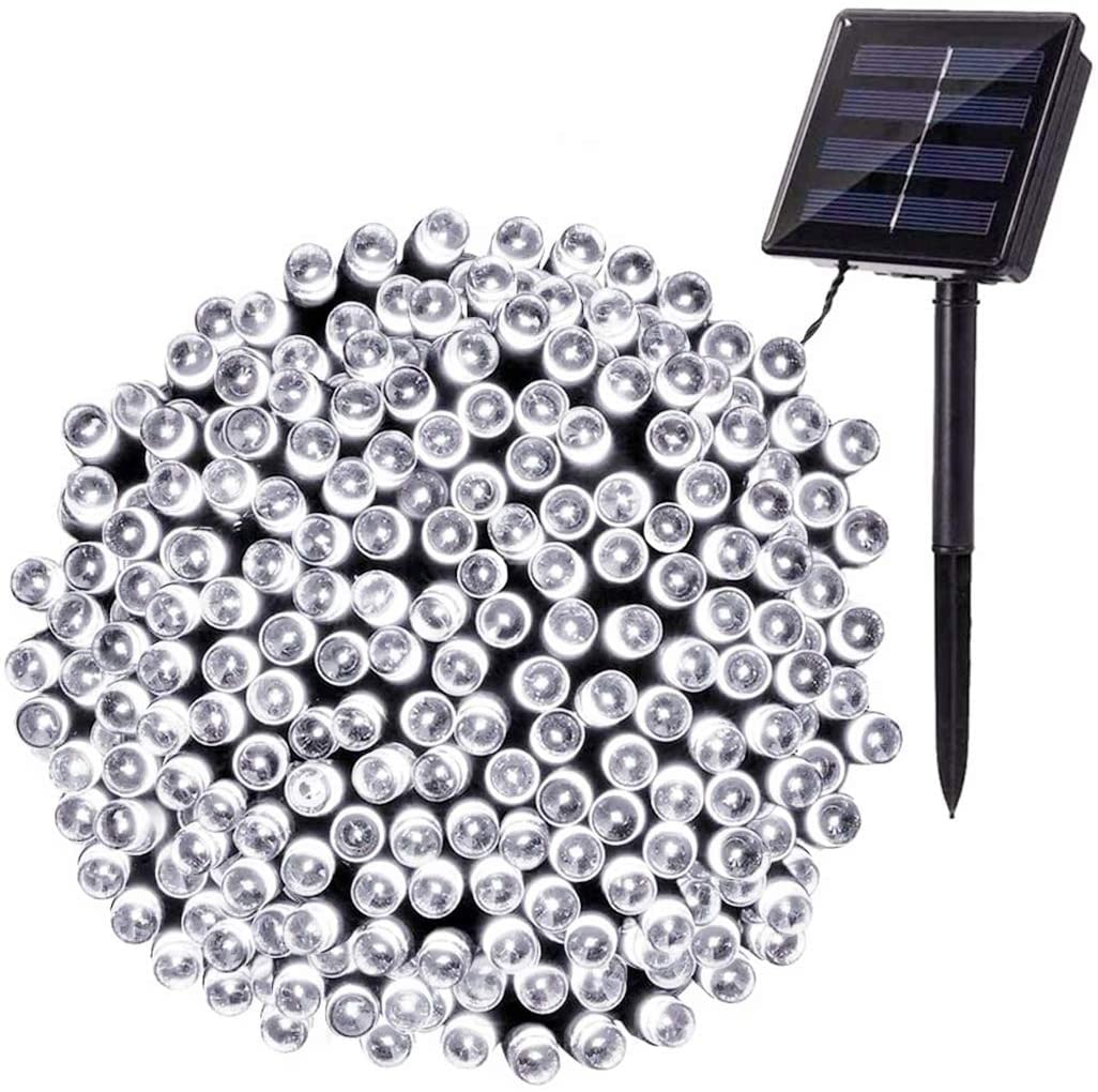 PhilzOps Catena Luminosa Solare, 22M 200 LED Natale Luce Stringa Solari Esterno 8 Modalità Impermeabile Luci Giardino Decorative Per Albero Esterni Patio Balcone Festa Matrimonio, Bianco Freddo