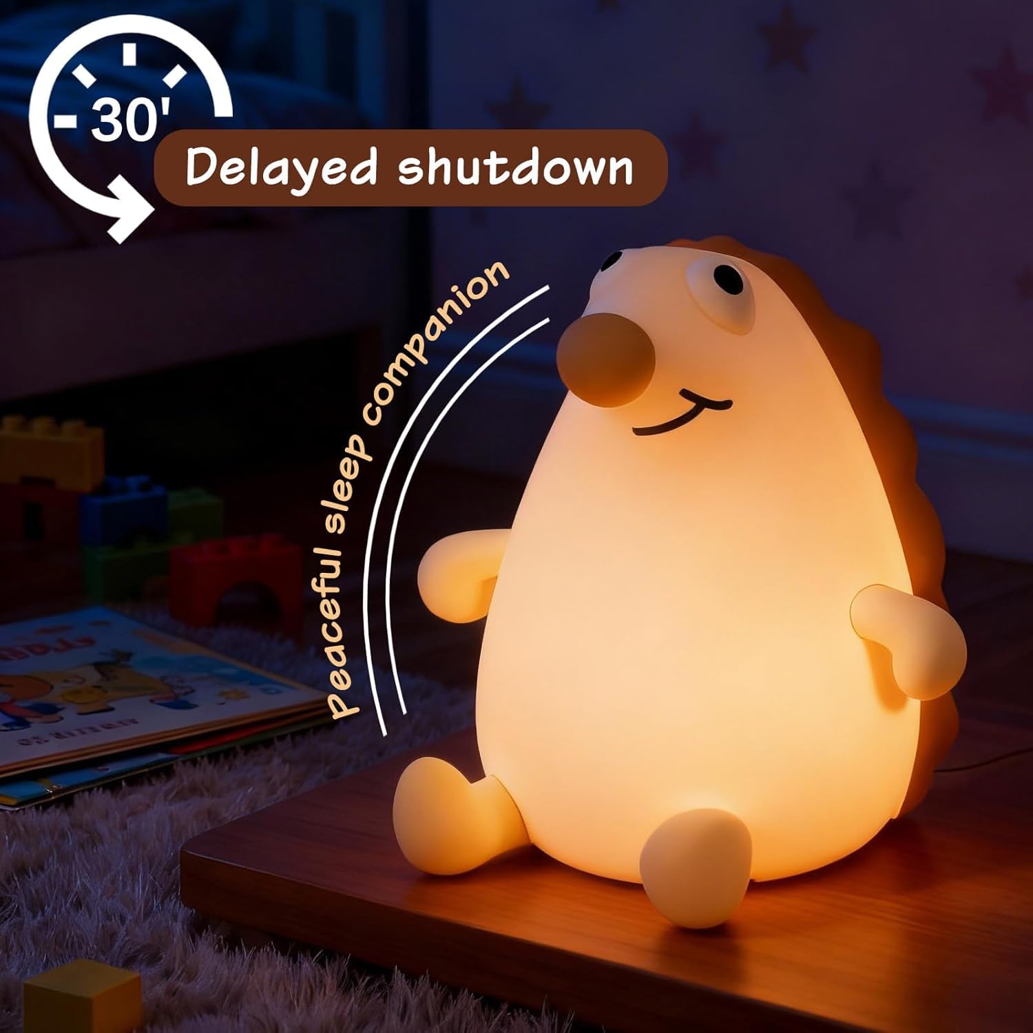OOWOKS Luce notturna a LED per bambini Lgel Lampada da notte con 7 colori e 3 livelli di luminosità Luce notturna in silicone per neonati Lampada touch con animali Ricarica USB e funzione timer