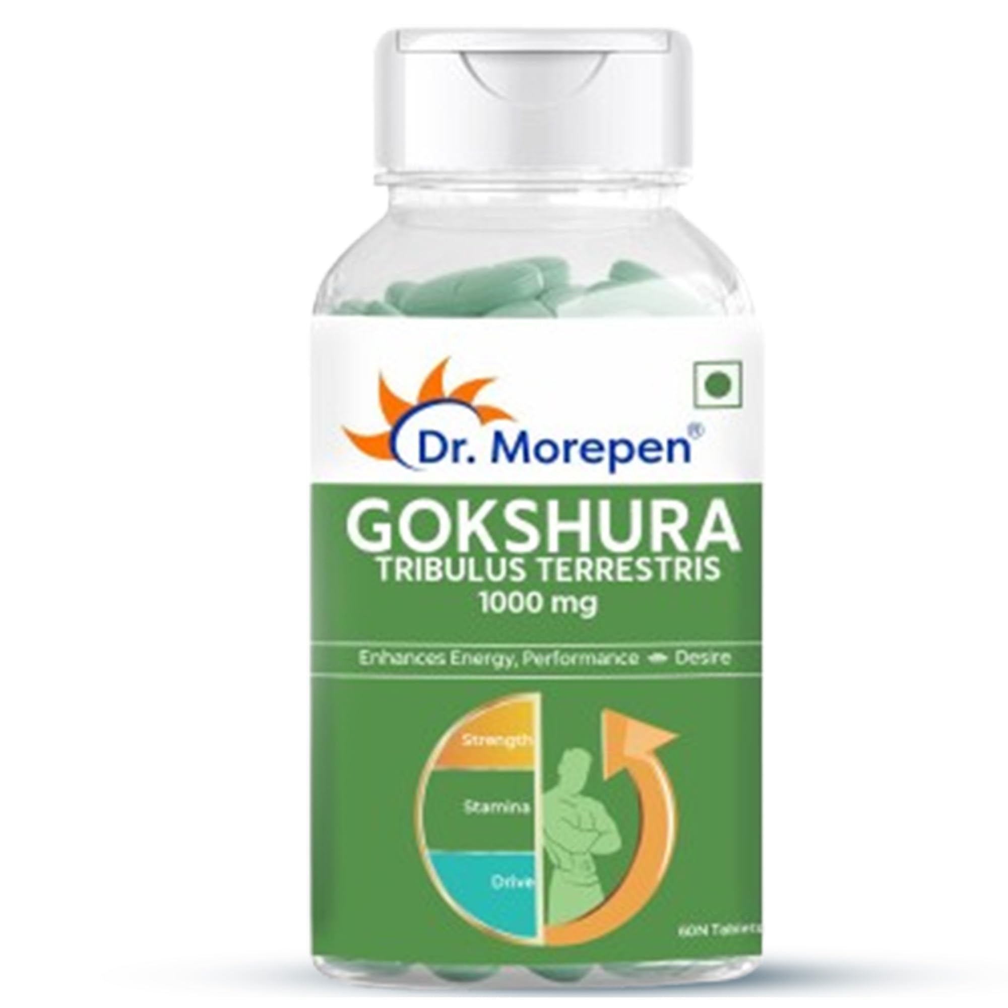 DR. MOREPEN Gokshura Tablets | 1000 mg Tribulus Terrestris | Overall Wellbeing for Men & Women - (60 Veg Capsules)
