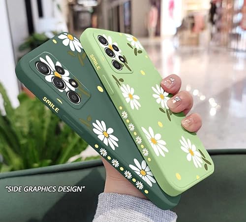Miniatura 4 de Funda compatible con Galaxy A53 5G, diseño de margaritas, protección completa de lente de cámara, a prueba de golpes, TPU parachoques de silicona