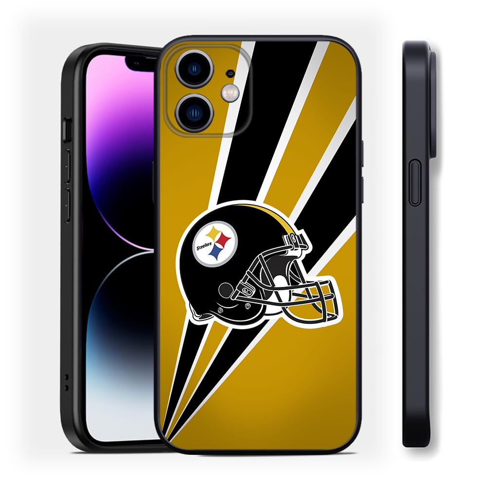 Pittsburgh Football Designed for iPhone 11 Case, Silicone Shockproof Slim Thin Rugby Theme Phone Case for iPhone 11 6.1 inch Black