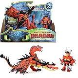 El testarudo dragón Garfios y su entrenador Mocoso con una emocionante función de acción: cuando la presión sobre la pierna trasera de Garfios, dispara proyectiles, en su defensa.