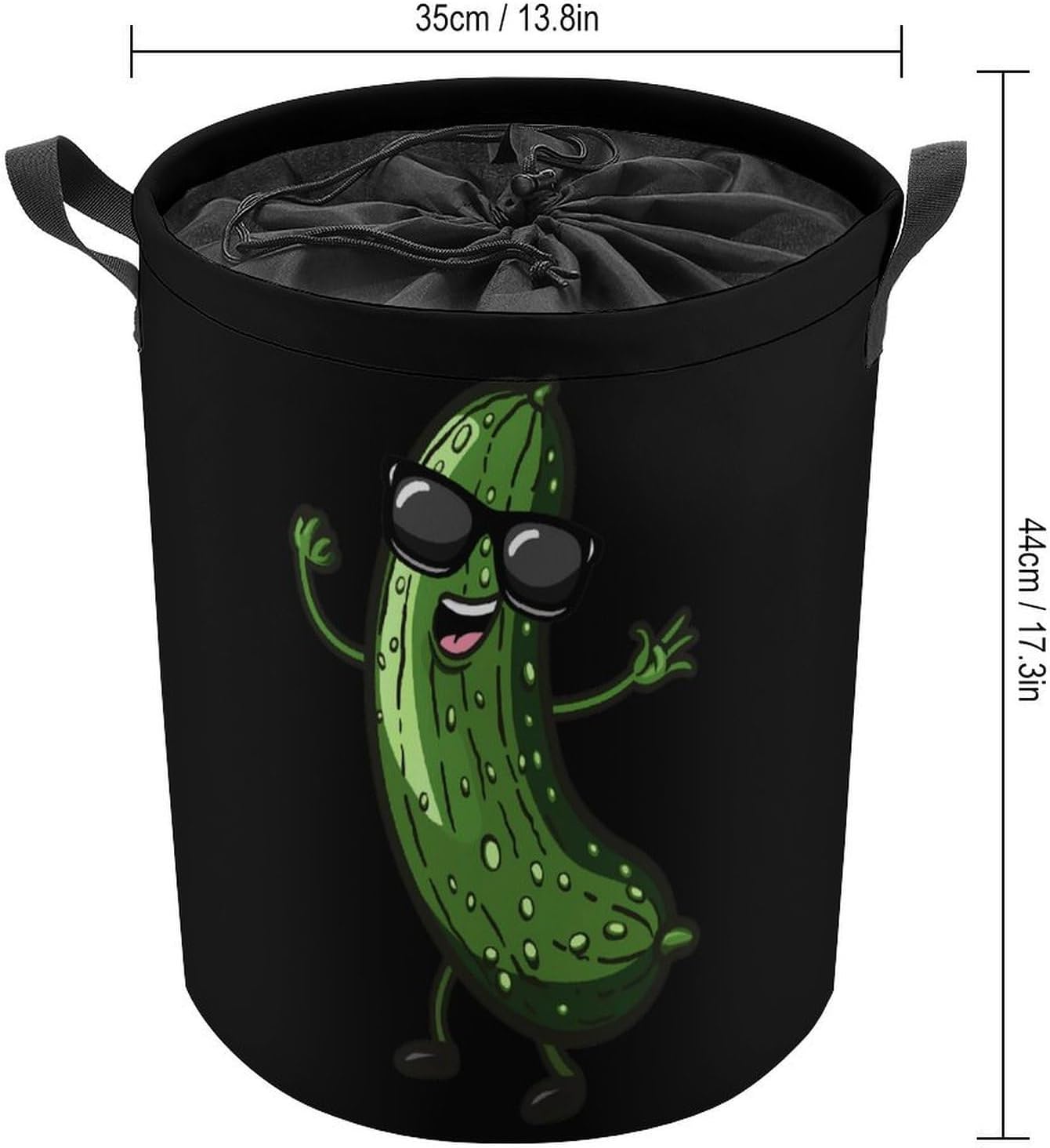 Pickle Dancing Cucumber Laundry Basket Dirty Clothes Hamper Storage Laundry Bag with Handles for Dorm Room 44x35cm