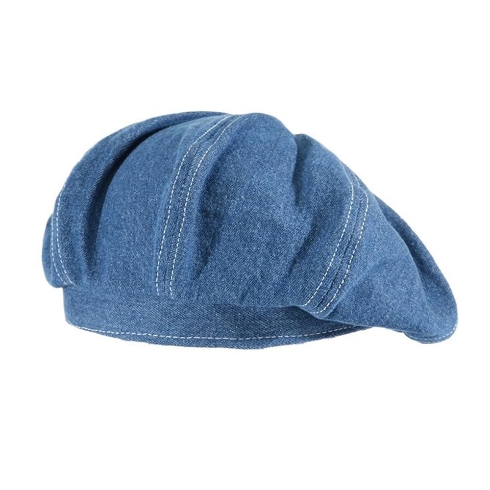 Xinrishe Unisex Light Blue 2025 Fashion Denim Beret Hats Women Lightweight French Berets Painters Artist Hat Newsboy Cap Casual Beanie Cap(Light Blue)