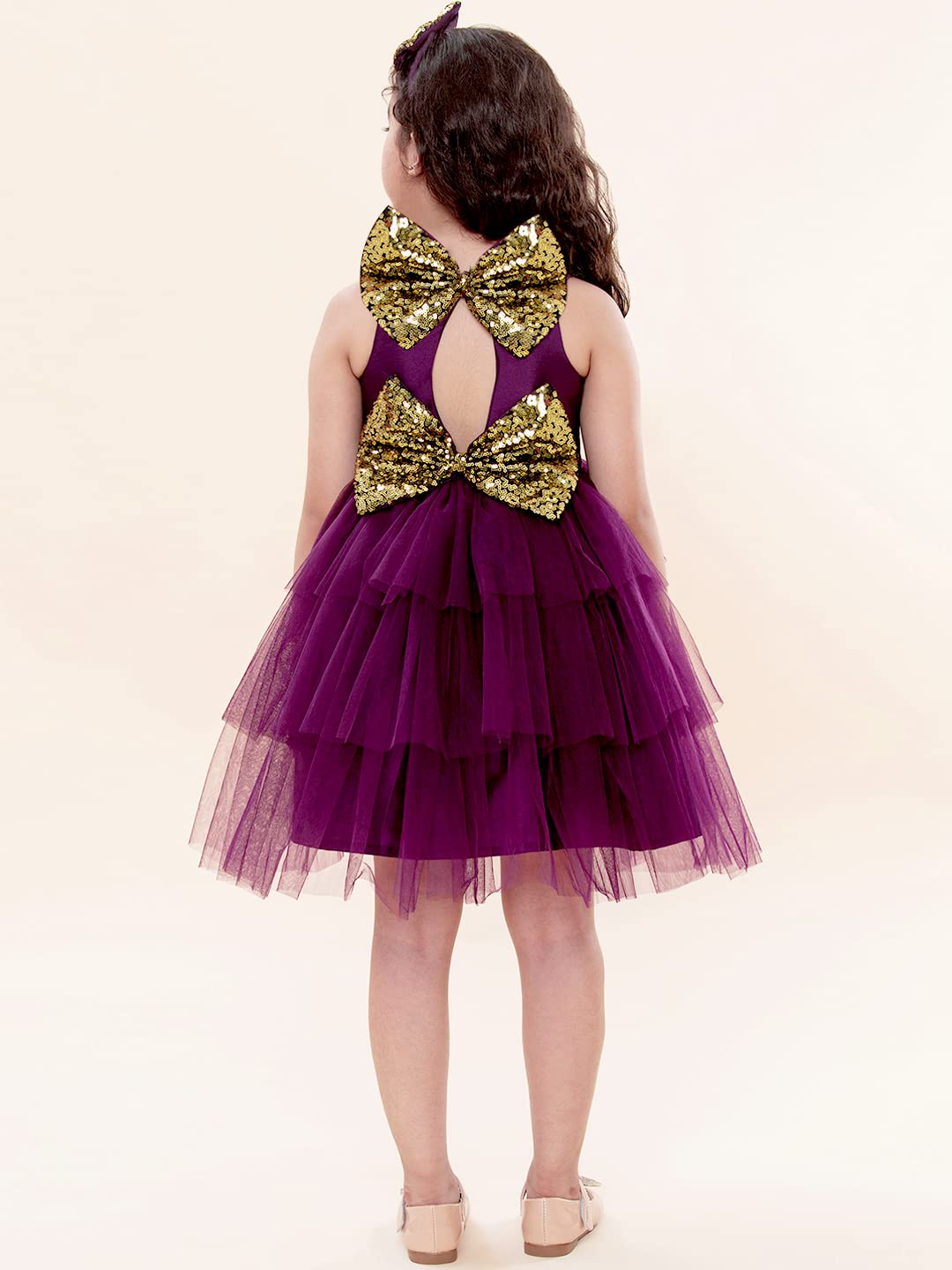 A.T.U.N. (ALL THINGS UBER NICE) Polyester Fit and Flare Special Occasion Dress (GDRS KYH Wig_Wine-Gold_6-7 Years) 2