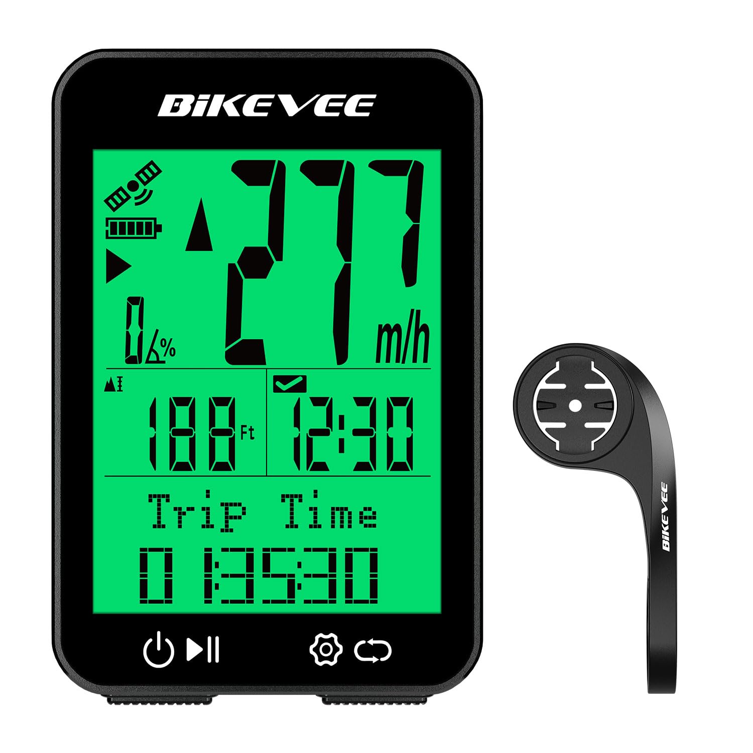 Computer per bicicletta GPS senza fili, tachimetro per bicicletta, IPX7, impermeabile, display da 2,4 pollici, con inclinazione della temperatura, altezza, avvio automatico, stop, KMH, MPH, 9