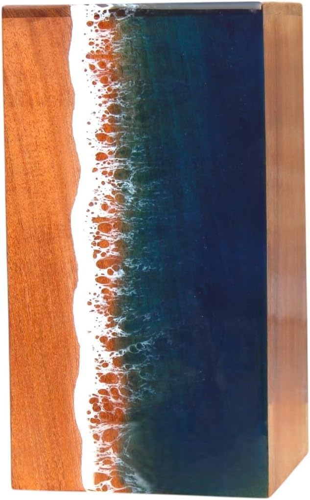 Ocean Wooden Resin Urn | Sea Shore Urn | Unique Urn | Modern Urn | Urns For Human Ashes | adult male urn