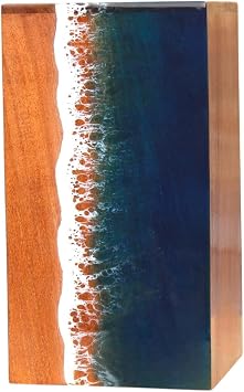 Ocean Wooden Resin Urn | Modern, X-Large Urn for Adult Male Ashes | 250 lbs Capacity