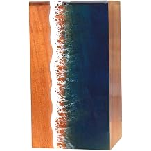 Ocean Wooden Resin Urn | Modern, Small, Adult Male Urn | 50 lbs Capacity
