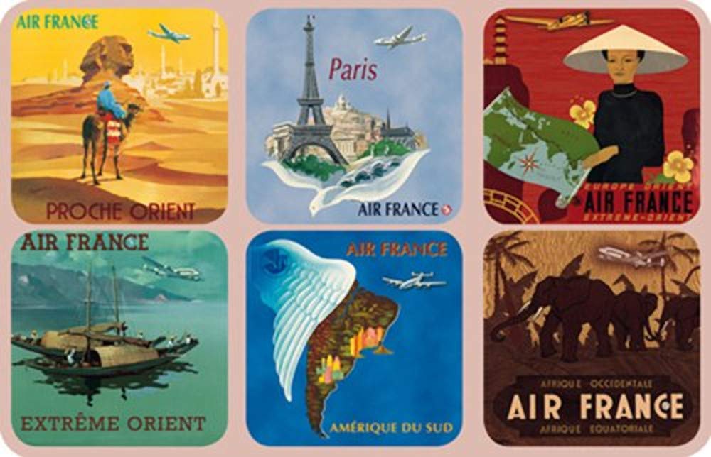 CartexpoAir France 70331 Set of 6 Coasters Wood/Cork