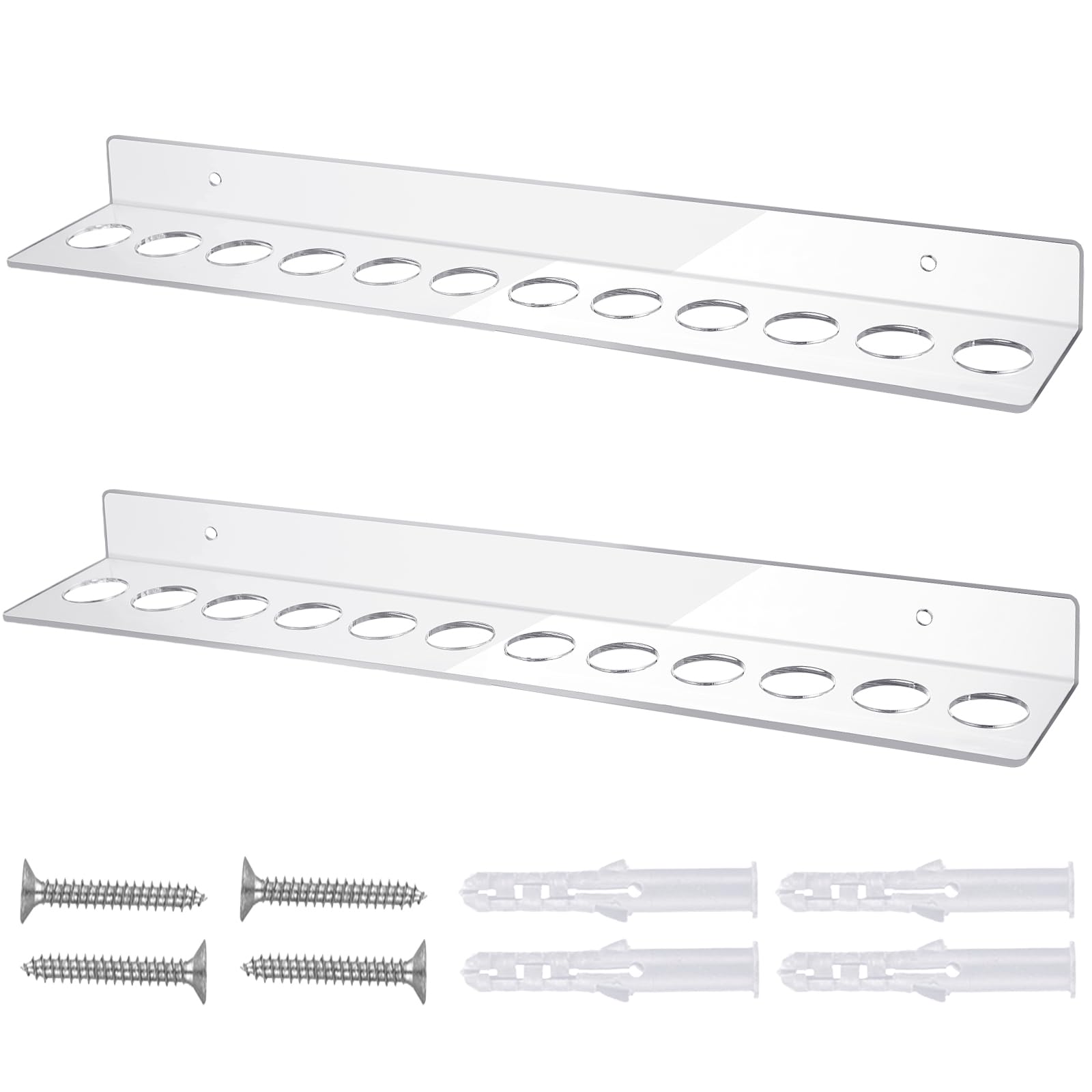 Briwooody 12 Slot Acrylic Wall Mounted Shear Holder Clear Scissors Holder Rack 15.75