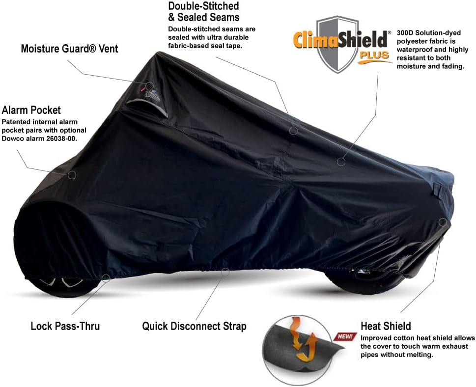 Dowco Indoor/Outdoor Motorcycle Cover Fits Can-Am Spyder RT Models 2020 And Newer - Guardian WeatherAll Plus - Black -All Season professional Grade, Waterproof, UV Protection, Heat Safe, Breathable