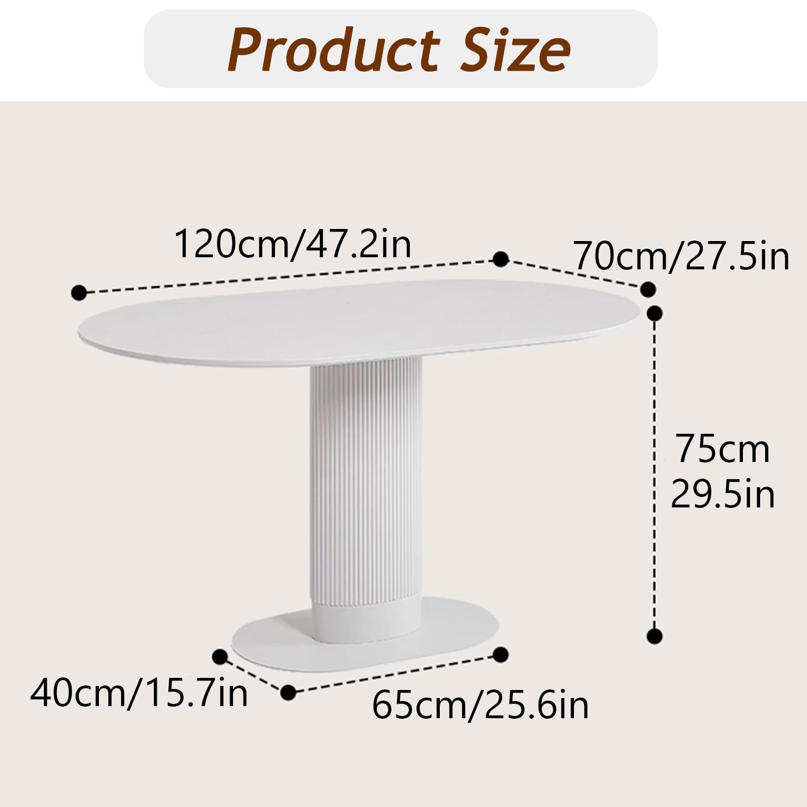 Nowoczesny owalny stół do jadalni, 120 cm, wiejski stół kuchenny z metalową podstawą na cokole, stylowa konsola do salonu, kawiarni i sali konferencyjnej, trwały i elegancki design