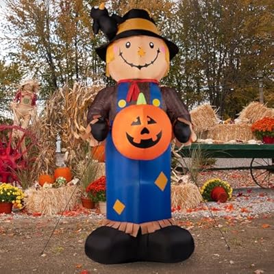 Riesige aufblasbare Vogelscheuche mit Kürbis und LEDs – perfekte Hofdekoration für Halloween und Herbstfestlichkeiten! – Bild 5
