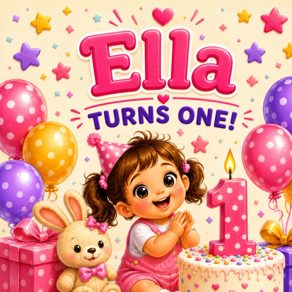 Ella Turns One! | Personalized First Birthday Book: A Story Celebrating a Baby Girl's First Birthday (Three Hearts Personalized Baby and Toddler Books (Ella))