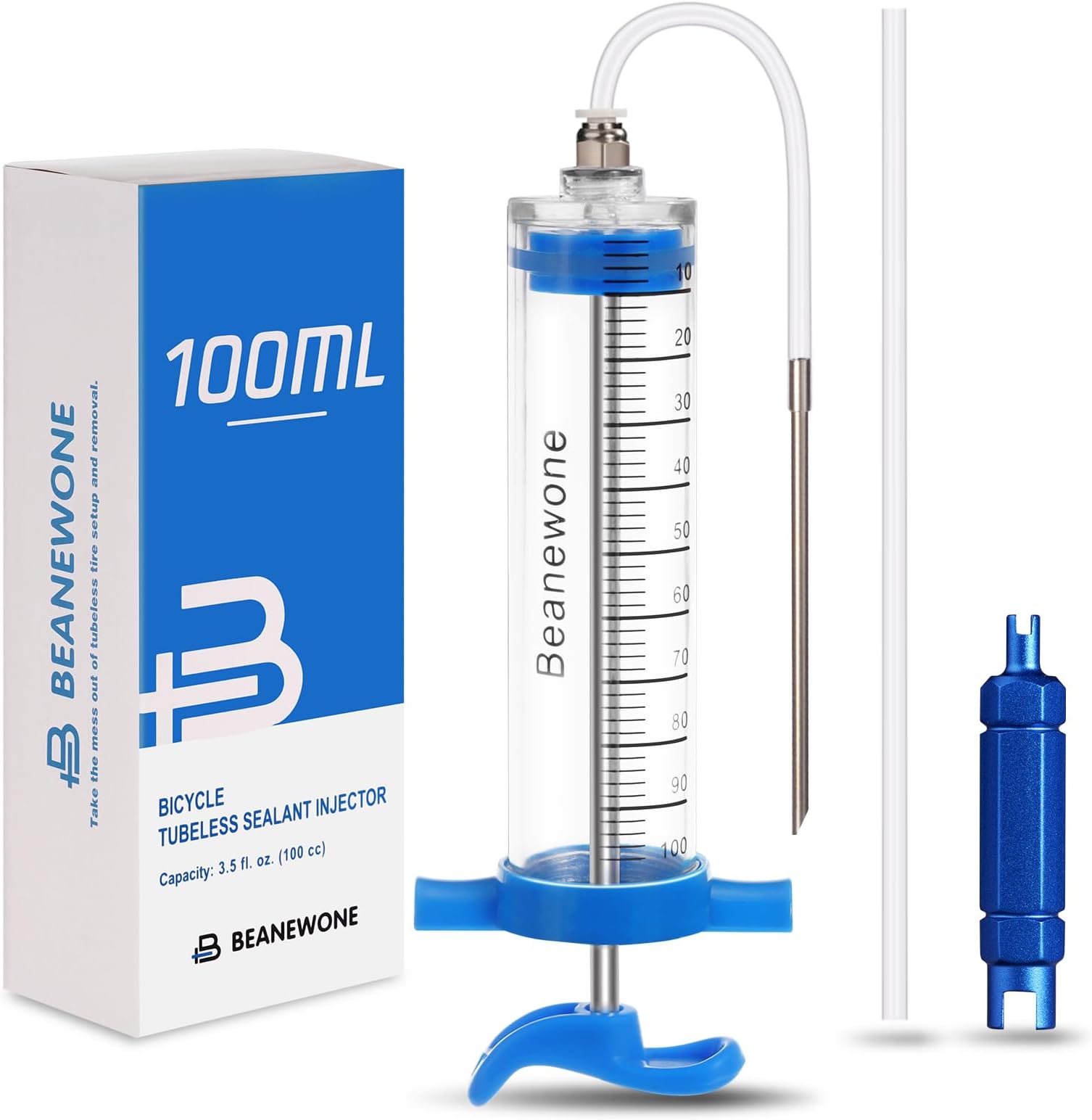 Bicycle Tubeless Tire Sealant Injector Syringe, Tubeless Sealant Injector Syringe for Tubeless Tyre Sealant and Stans No Tubes Tyre Sealant (100ml)