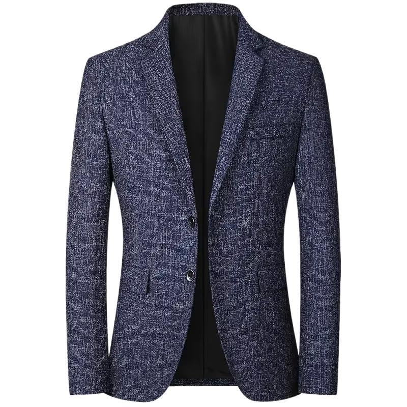 Men's V Neck Suit Jacket Slim Fit Casual Top Blazer for Men-Blue013