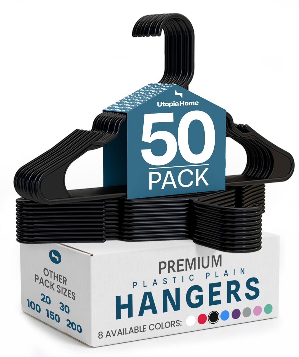 Utopia Home - Perchas de plástico duraderas y finas, pack de 50