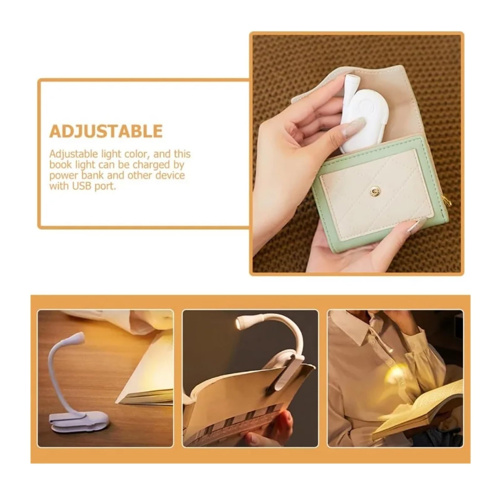 Lampada da lettura a clip Lampada da lettura a LED ricaricabile tramite USB Mini lampada da scrivania portatile for studenti e lettura sul comodino
