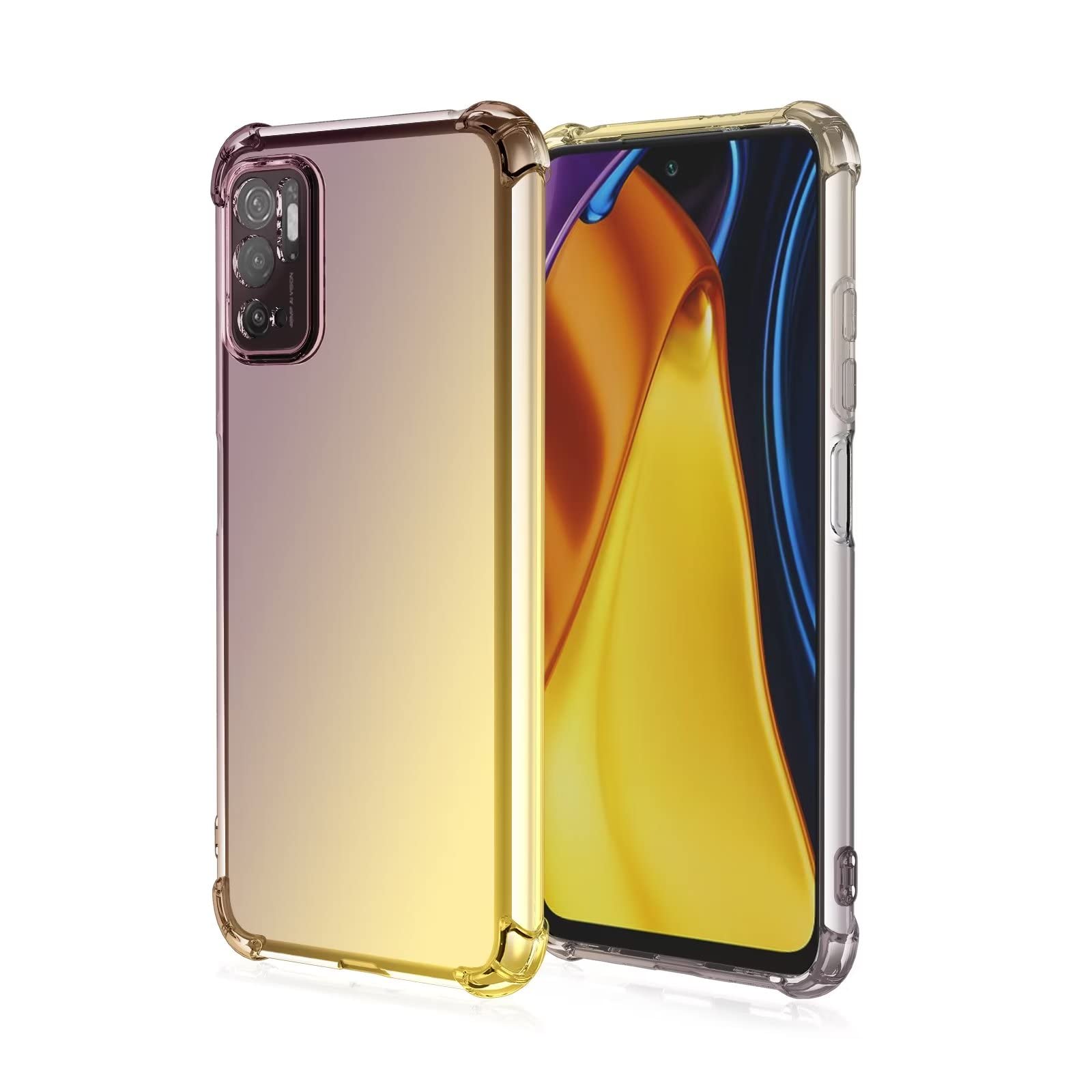 HONLEN Handyhülle Für Redmi Note 10 5G / Poco M3 Pro 5G – Transparent Mit Farbverlauf, TPU-Silikon, Mit Airbag-Schutz
