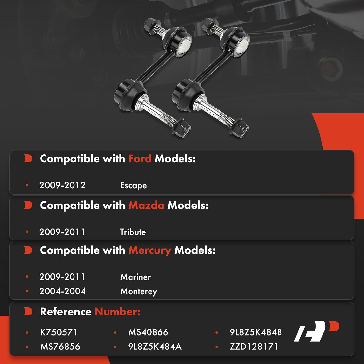 A-Premium 2 x Rear Sway Bar Links Stabilizer Bar Links, Compatible with Ford Escape 2009-2012 & Mazda Tribute 2009-2011 & Mercury Mariner 2009-2011, Monterey 2004