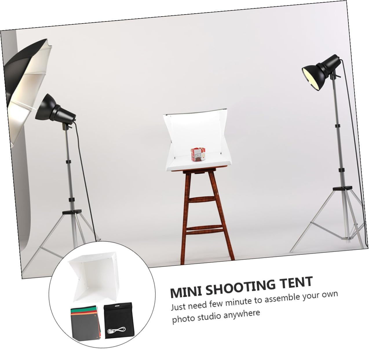 Toddmomy 40cm Portable Photography Light Box Tent with Adjustable LED Lighting, Foldable Mini Photo Studio Cube with 6 Colored Backdrops for Product and Jewelry Photography