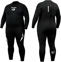 Roupa de mergulho plus size masculina e feminina, neoprene de 3/2 mm, com zíper nas costas, roupa de mergulho térmica de corpo inteiro para mergulho em água fria e surfe