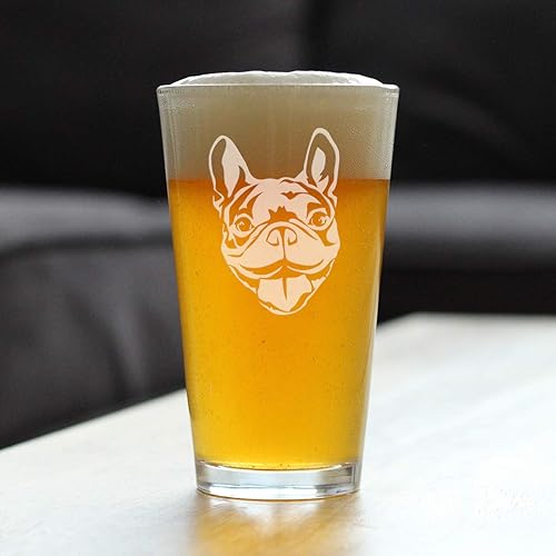 Miniatura 2 de Happy Frenchie - Pint Glass for Beer - Fun Unique French Bulldog Dog Themed Décor and Gifts for Men & Women - 16 oz
