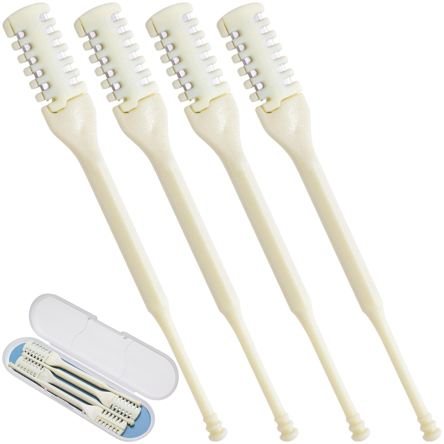 4pcs Manual Nasal Hair Cutter 2-in-1 360 Rotating Nose Hair Trimmer Portable Dual-Sided Blade Knife Nostril Cleaning Tool