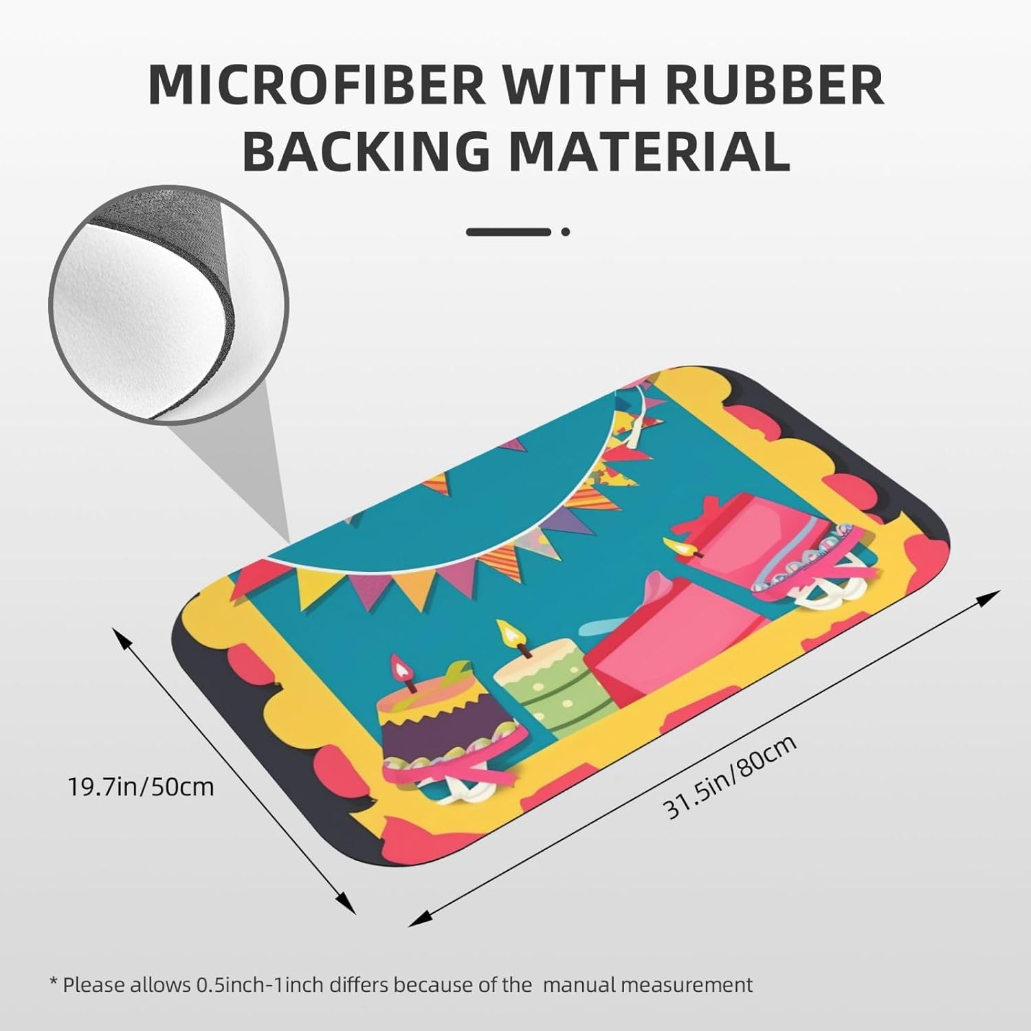 Stone Bath Mats Happy Birthday Banner Diatomaceous Earth Bath Mat Super Absorbent Bathroom Floor Mat Quick Drying Diatomite Shower Mat for Shower Bathtub Bathroom Accessory 19.7x31.5in