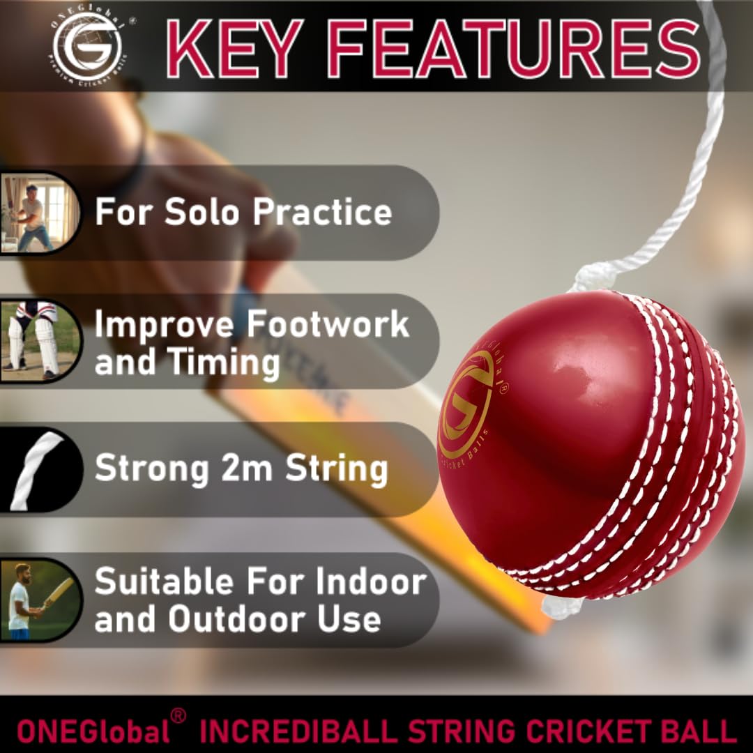Incrediball Pelota de críquet suave para colgar interiores y exteriores entrenamiento en solitario 1 rojo