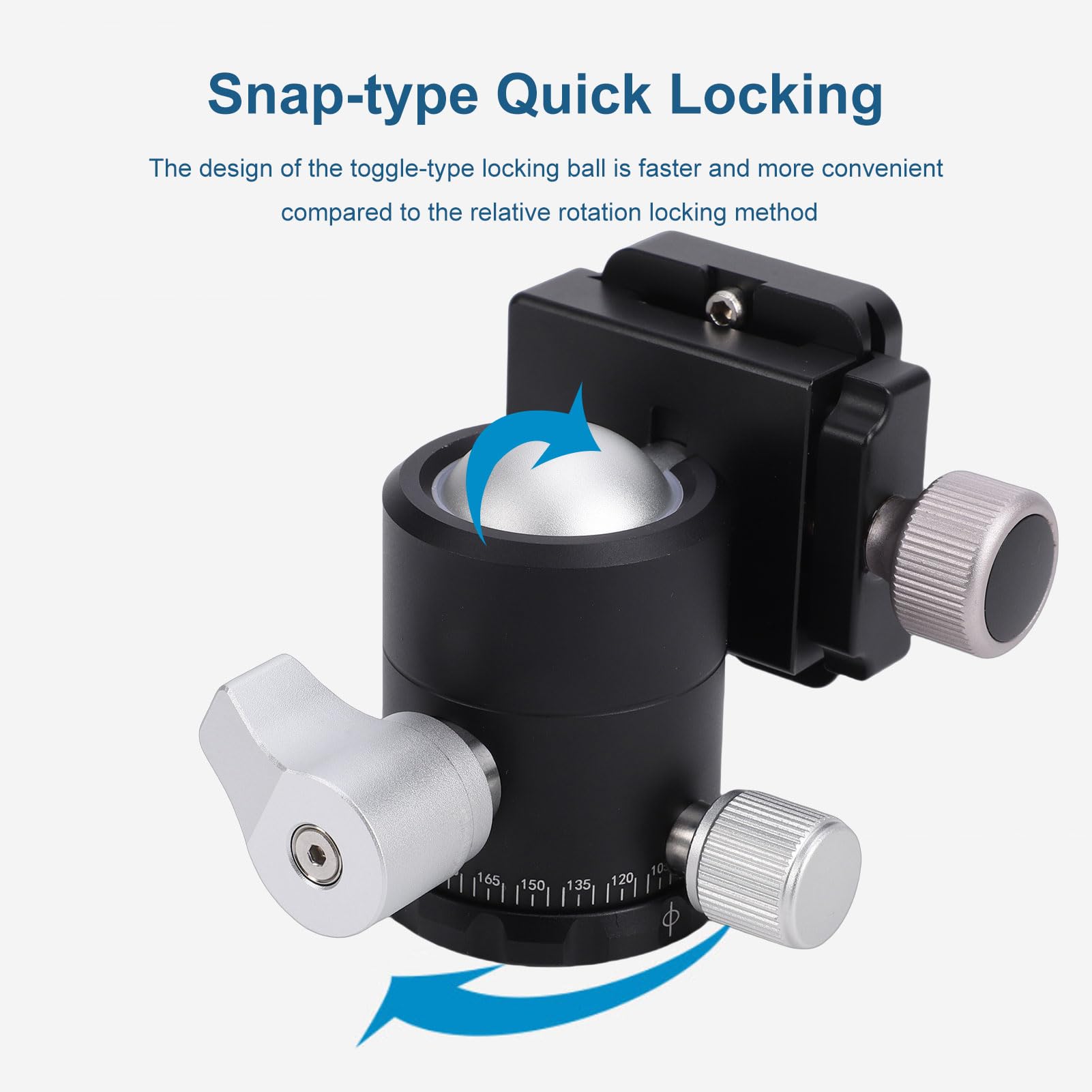 Andoer Rótula de Bola para Trípode, Bola de Metal Grande 30 Mm para Cámara DSLR con Base Panorámica 360, Capacidad Carga 8 Kg, Triple Bloqueo, Placa Liberación Rápida